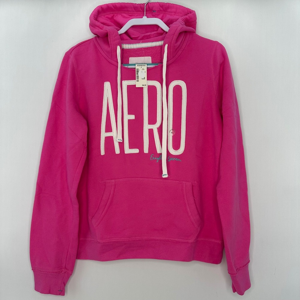 2012 Aeropostale Graphic Hoodie Wmn XL Pink NWT 87 Aero Logo Y2K Sweatshirt